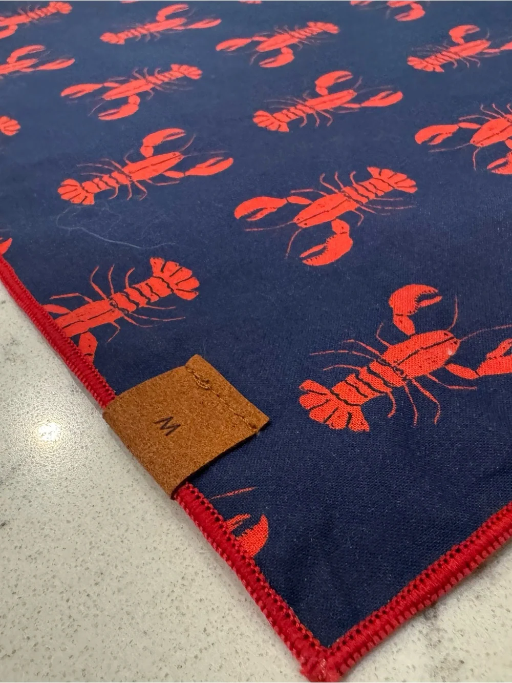 The Foggy Dog Navy Bandana with Red Lobster Print - Medium - NWOT